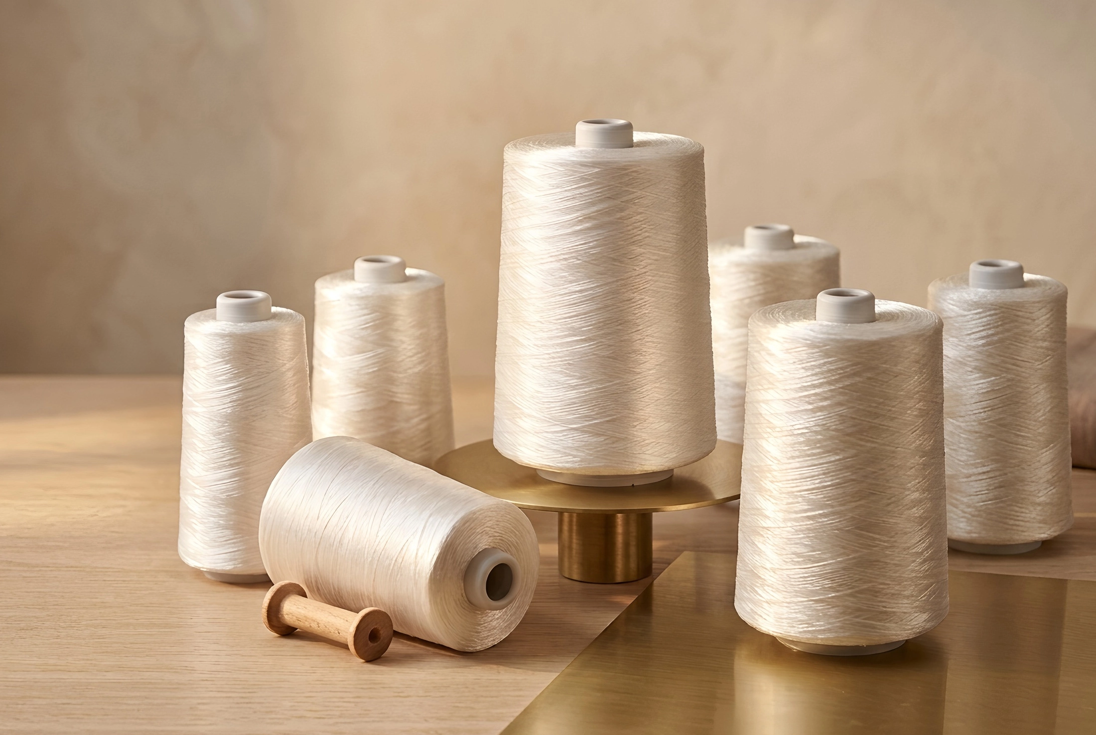 Macro photography of embroidery thread spools