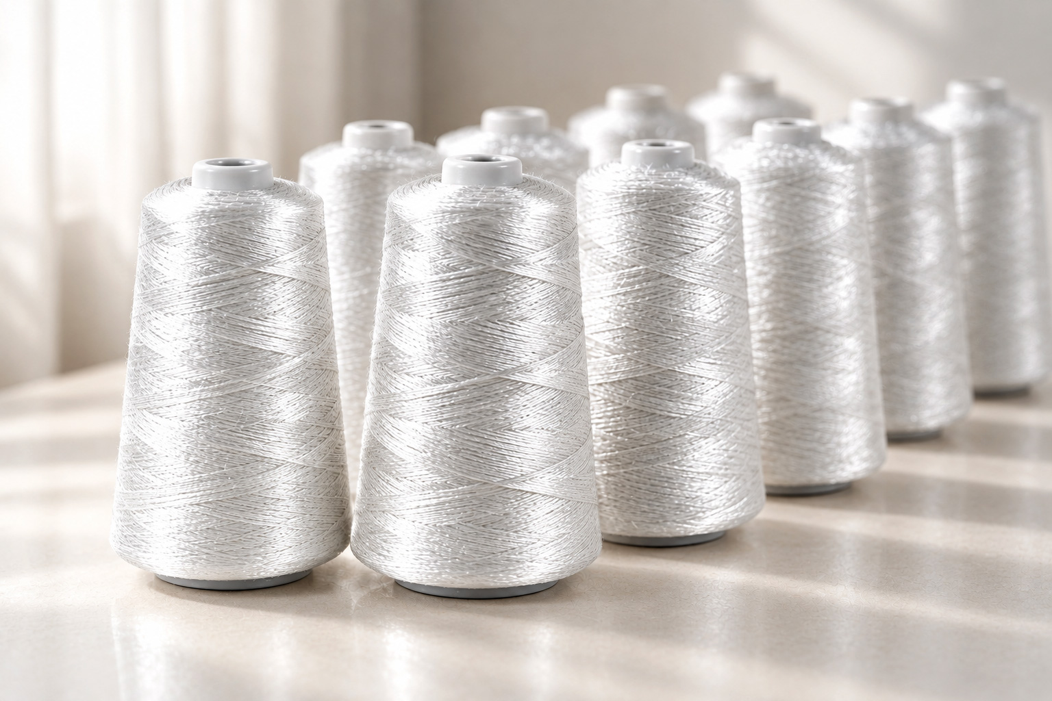 Macro photography of embroidery thread spools