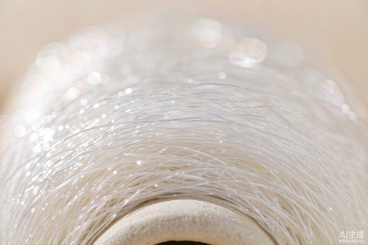 FDY bright white polyester thread macro